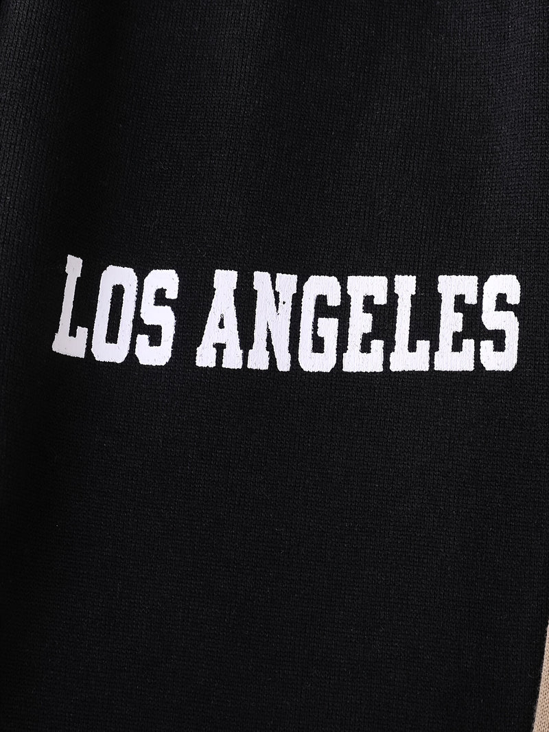 2pcs Boys Autumn/Winter Fleece-Lined Hooded Sweatshirt and Pants Set.