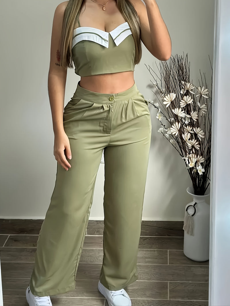 Women's Set with Wide-Leg Pants And Tank Top.