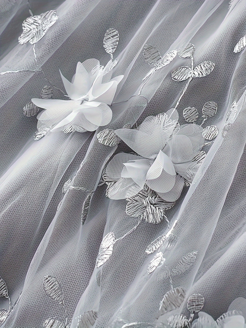 Women’s Double-layer Mesh Flared A-line Embroidered Floral Skirt.