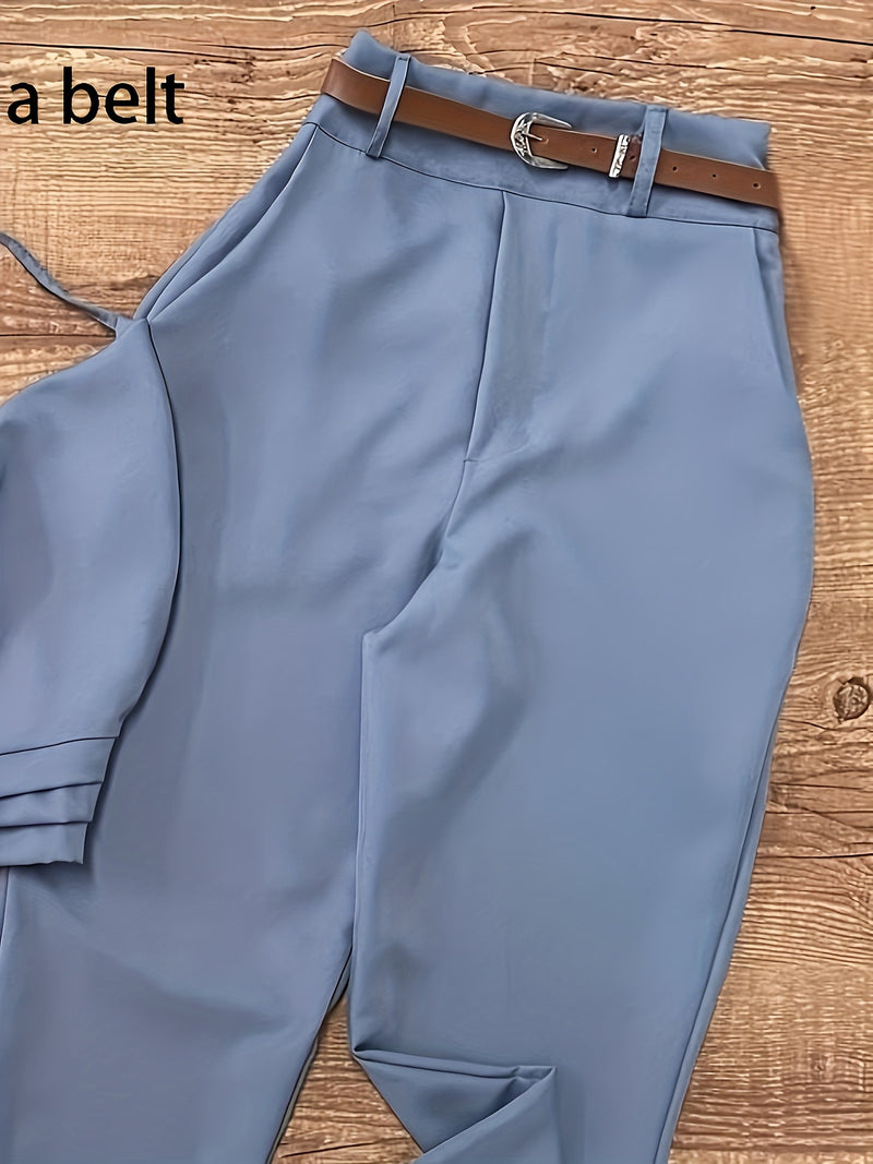 Women's Solid Color Vest and Pants Two-Piece Set.