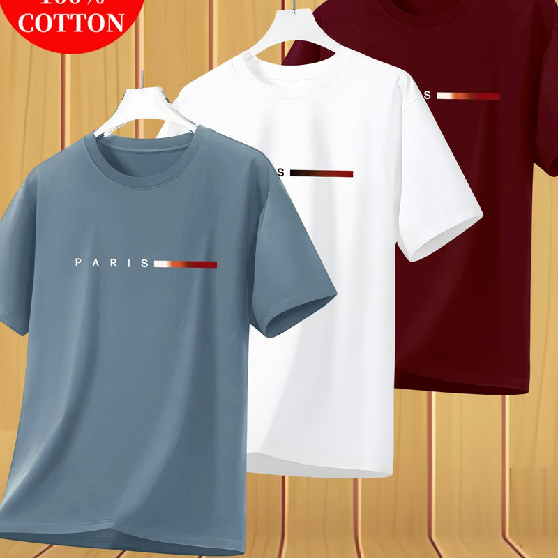 3pcs Cotton T-Shirts, New Summer Style Men's Trendy Tees.