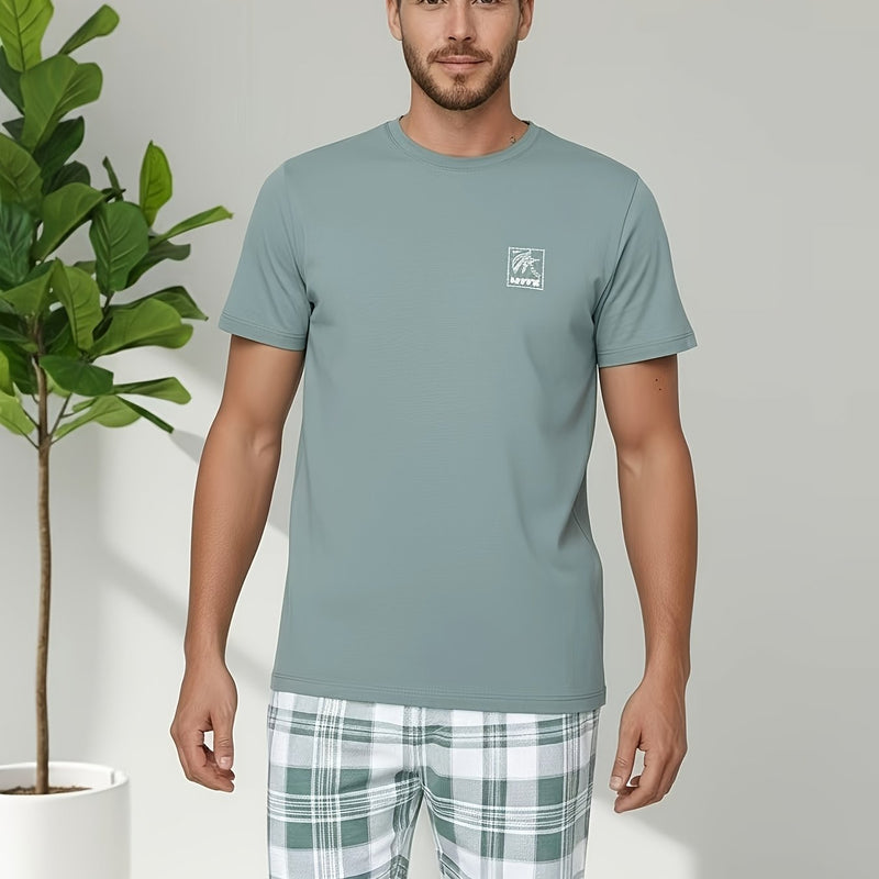 Men's Casual Minimalist Style Round Neck Short Sleeve T-Shirt.
