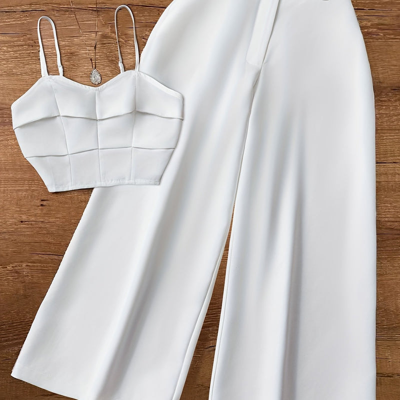Women’s Solid Color Pants and Camisole Set.