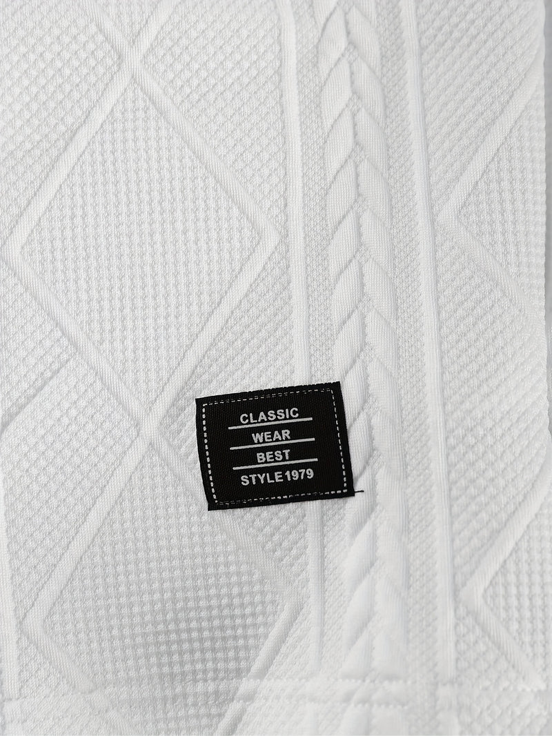 Men's Round Neck Textured Heavyweight Short Sleeve Shirt.