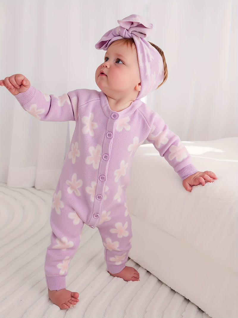 Infant and Toddler Autumn/Winter Jacquard Flower Soft Knit.