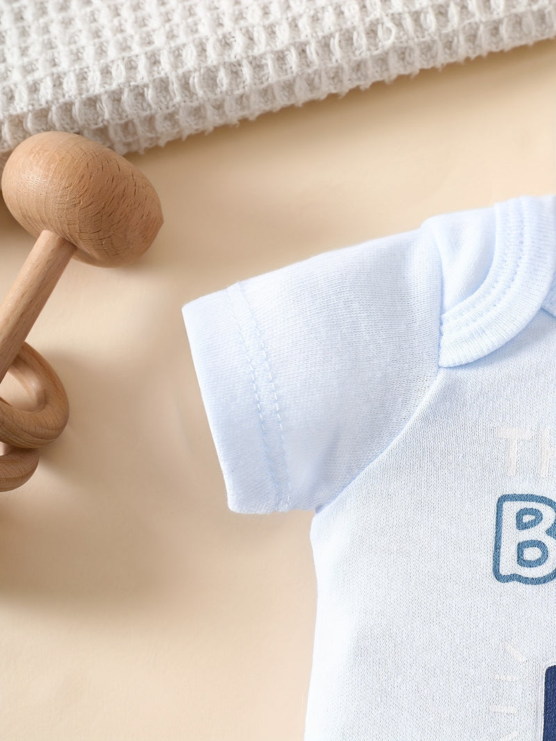 3pcs Newborn Baby Boy Romper Set, Soft, Breathable, and Comfortable.