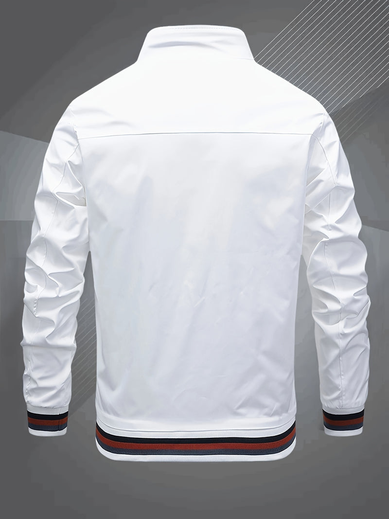 Men's Classic Design Baseball Collar Jacket For Spring Fall.