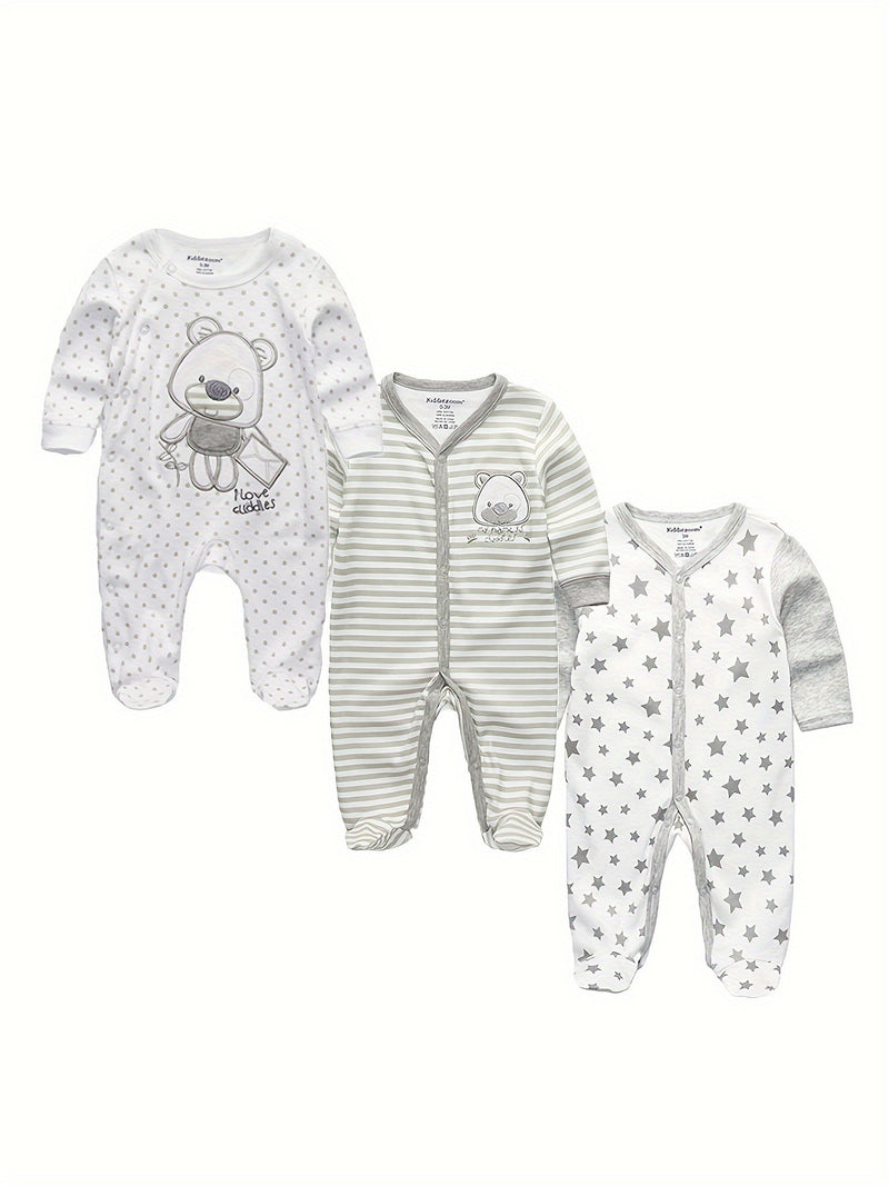 3pcs Set of Footed Onesies for Boys And Girls.