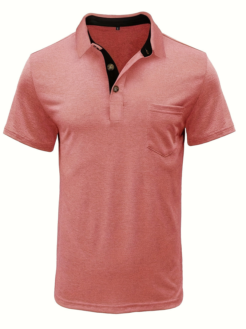 Men's Plaid Collar Pocket T-shirt.