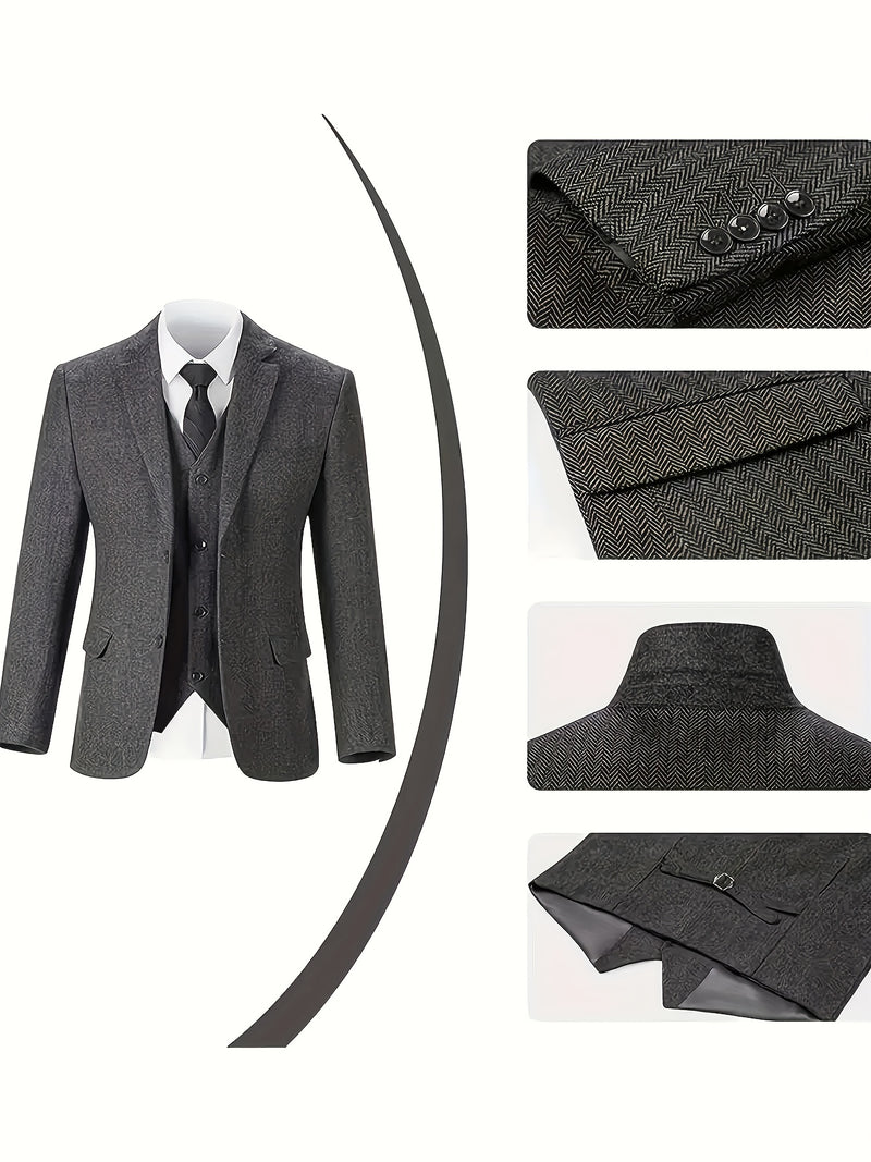 Wool Blend Herringbone Tweed.