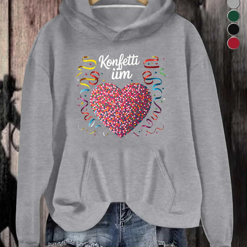 Festive Confetti Heart Women's Hoodies.