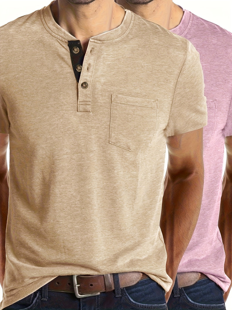 2pcs Set of Stylish Short-Sleeve T-Shirts for Men.