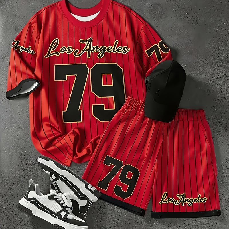 Men's Casual Short Sleeve T-Shirt and Shorts Set.