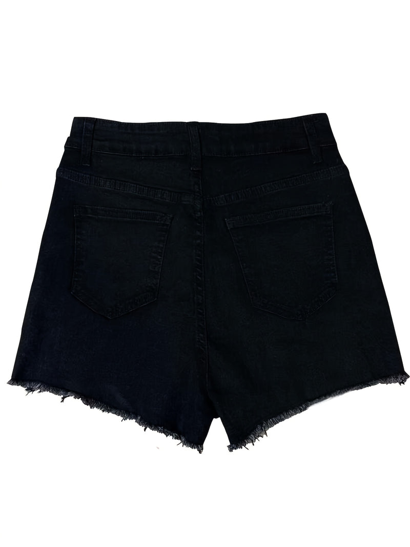 Solid Color Fashion Denim Shorts Casual.