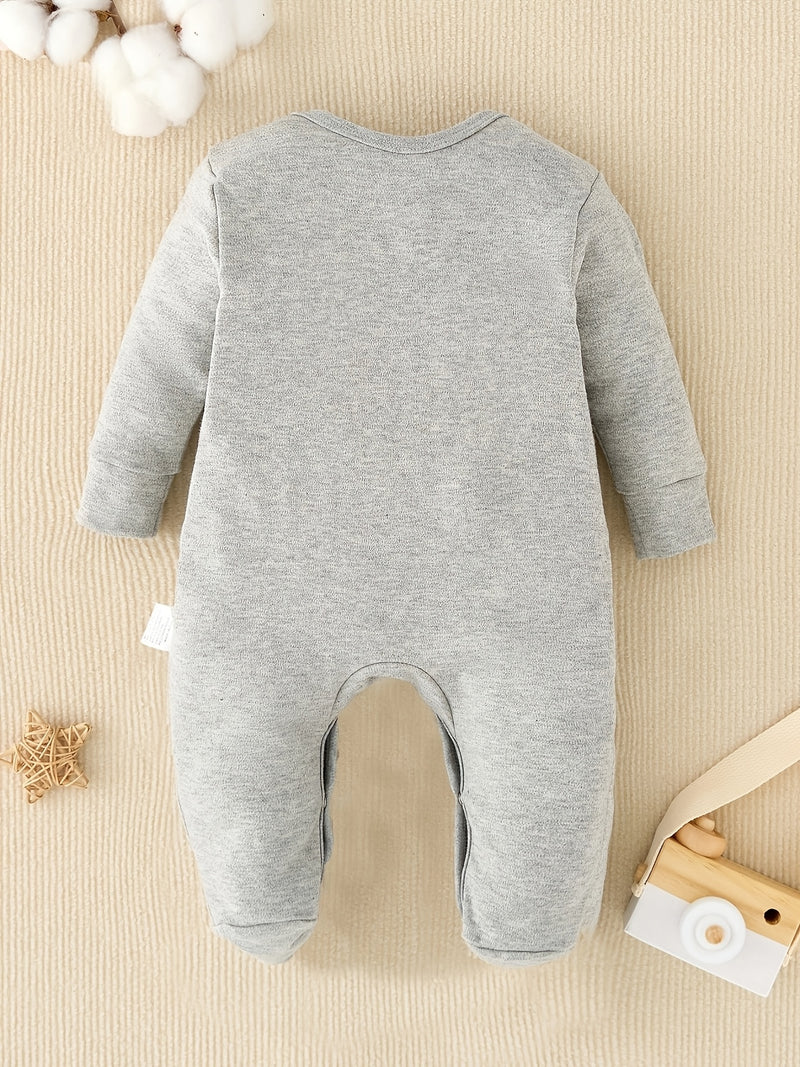 Hay I'M New Here Cartoon Pattern Print New Baby Footed Romper Four Seasons.