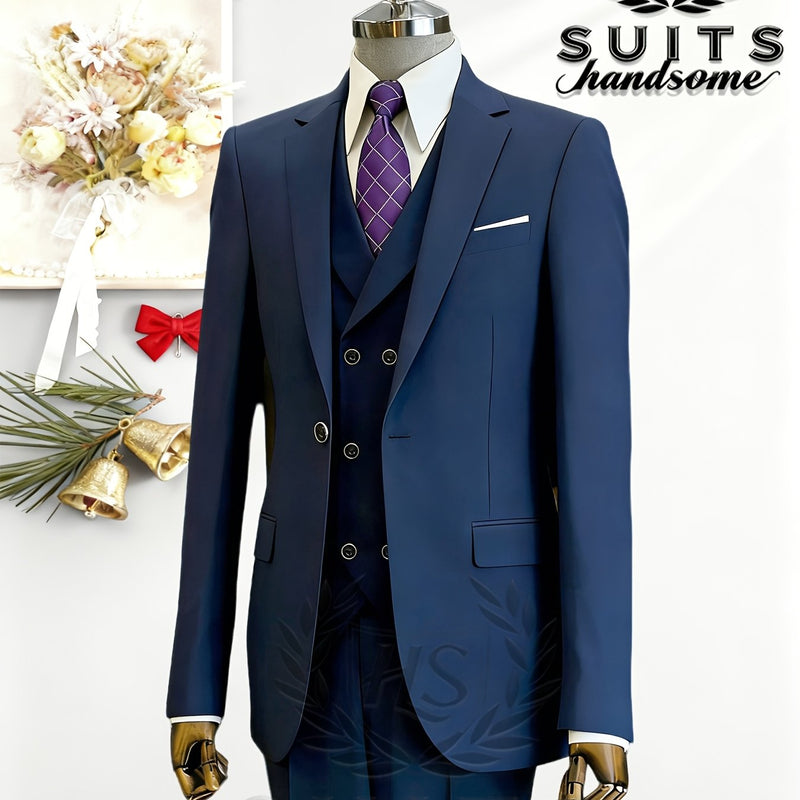 Men's 3pcs Suit Set: Jacket + Vest + Pants, Business Casual.