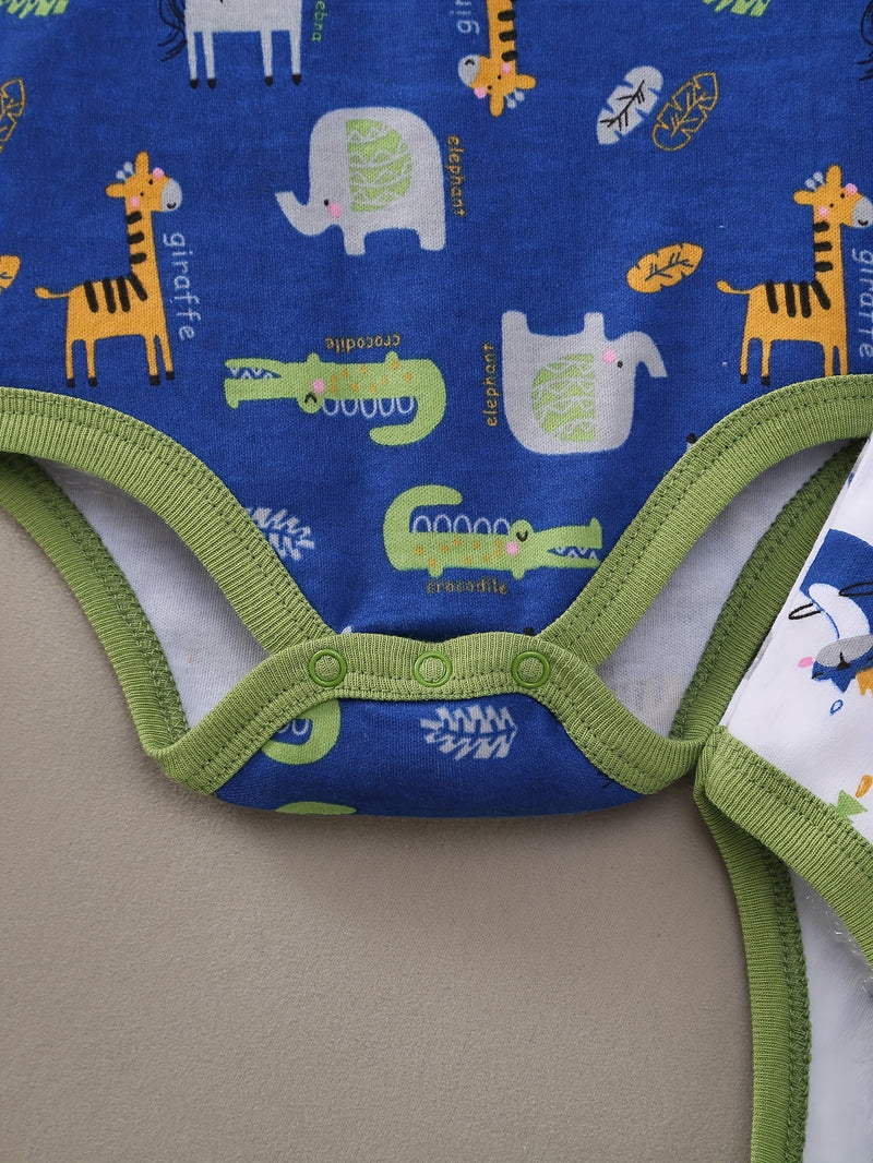 Newborn Baby Boy's Three-Point Romper with Short Sleeves, 5pcs.