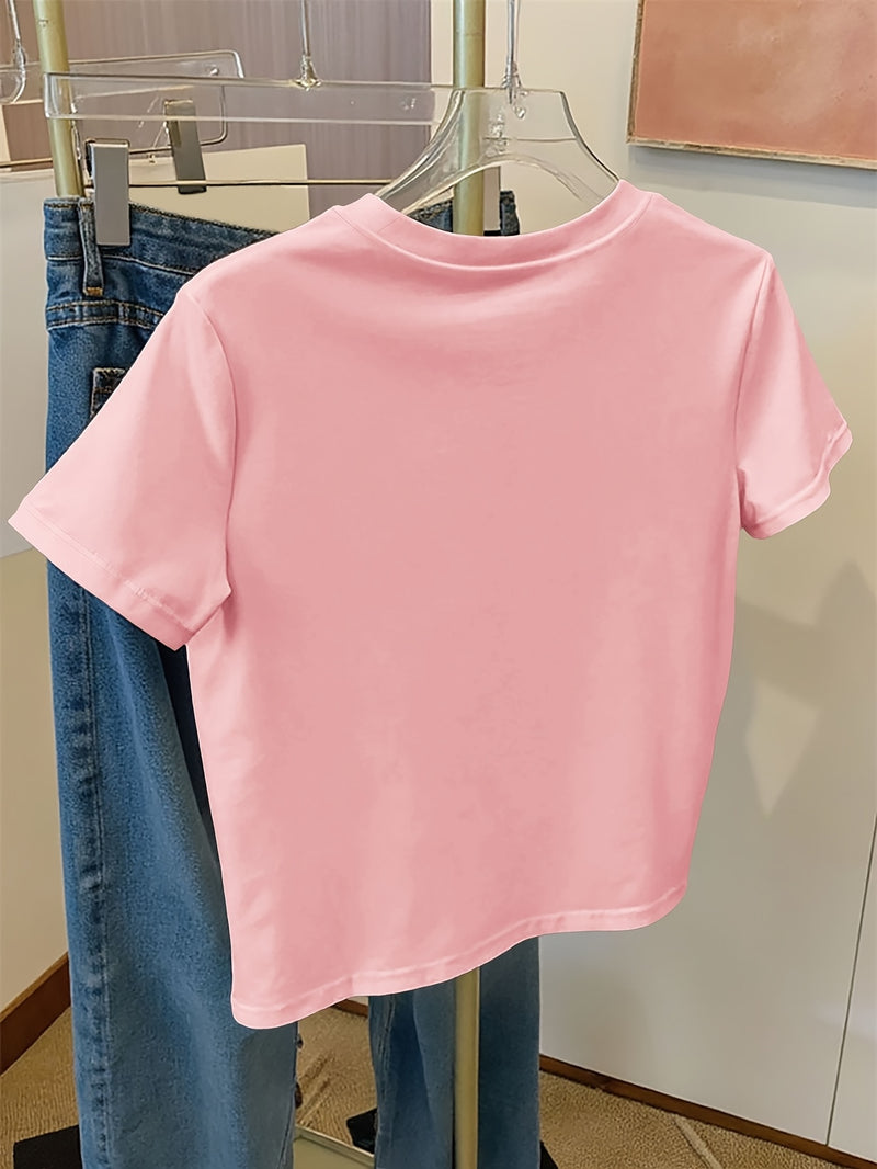 Women's Casual Home Printed Round Neck Pure Short Sleeve.