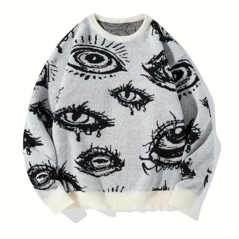 Men’s Round Neck Street Style Pullover with Contrasting Colors.