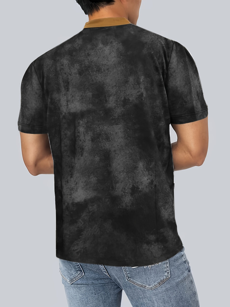 Men's Henry Shirt T-shirt Top Regular V-neck Street Vacation Short Sleeve.