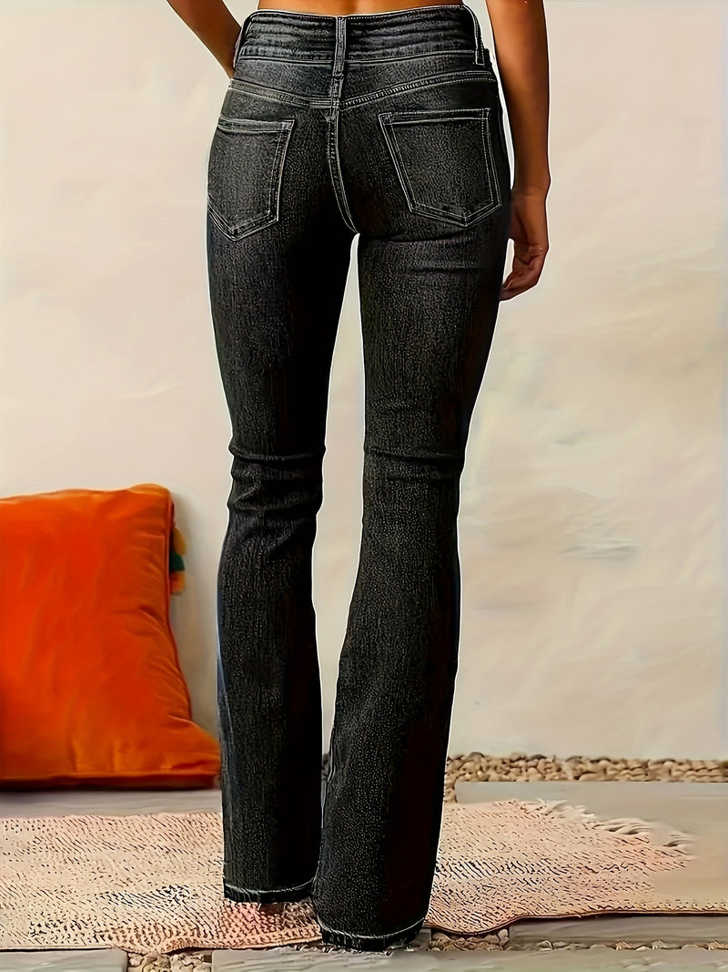 Ladies' Double-Button Casual Jeans.