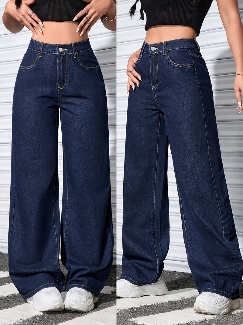 Women’s Classic High-End Solid Color Straight-Leg Jeans.