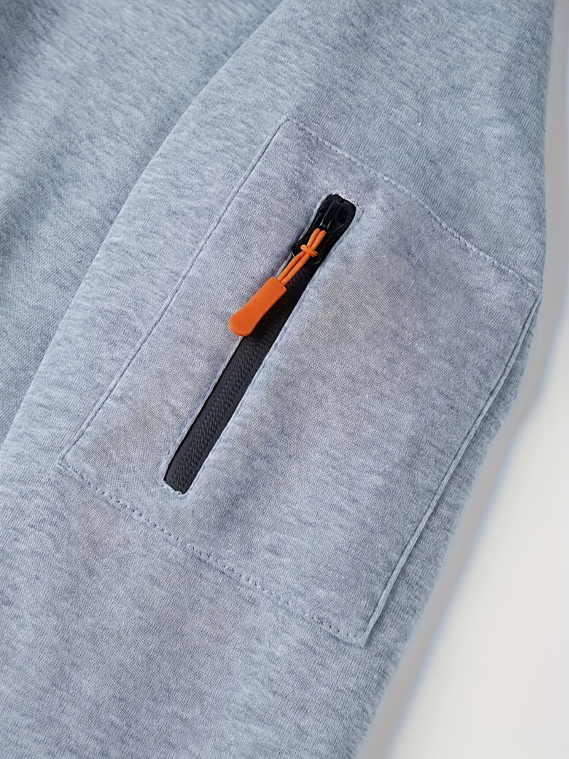 Men's Hoodie. Solid Color Long Sleeve Open Front Hooded Sweatshirt Jacket.