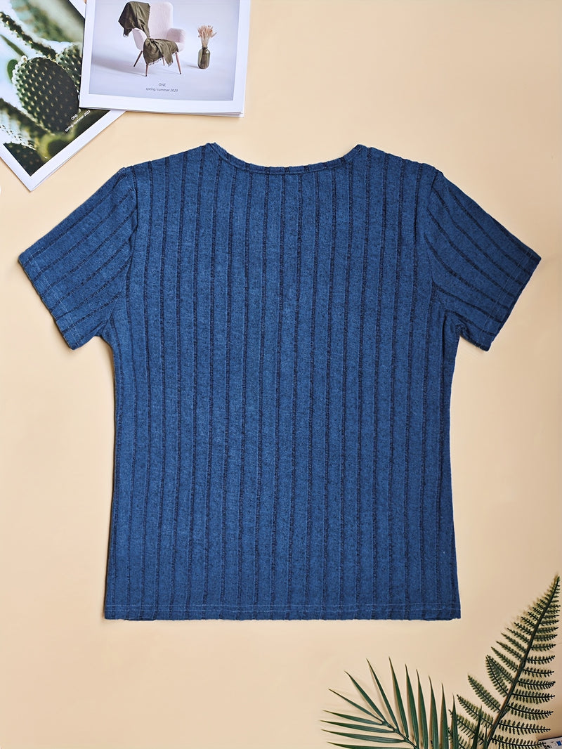 3pcs Women's Elegant V-Neck Short Sleeve Blouses.