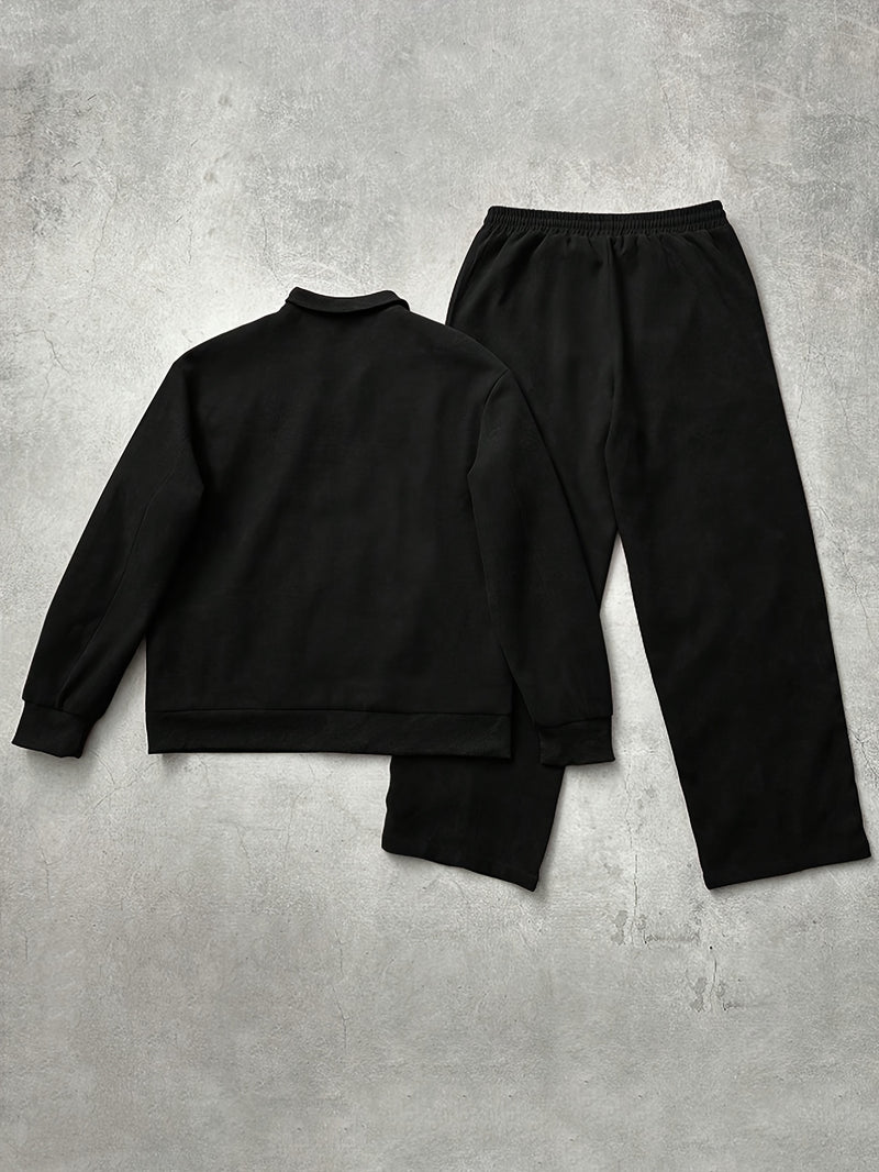 Men's Black Stand-Up Collar Metal Zipper Trendy Color.