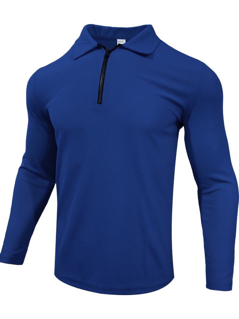 Trendy collar! Men's sports suit zipper design, preferred for daily outings.