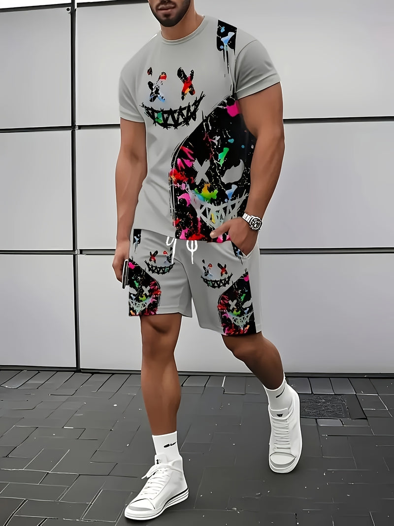 Men'S Breathable Outdoor Casual T-Shirt And Shorts Set.