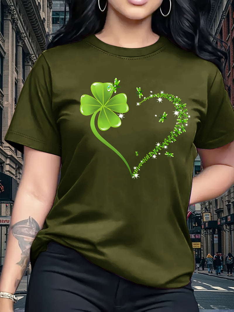 Round neck T-shirt in small and plus sizes, summer/spring Women's top.