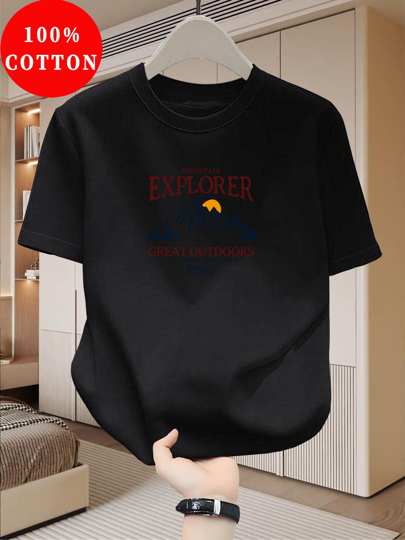 Men'S T-Shirt Casual Round-Neck.