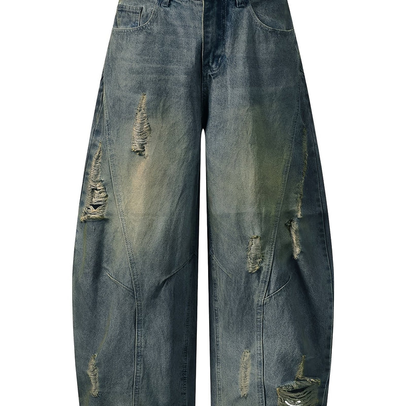 A Pair of Loose-Fitting American Street-Style Jeans for Women.