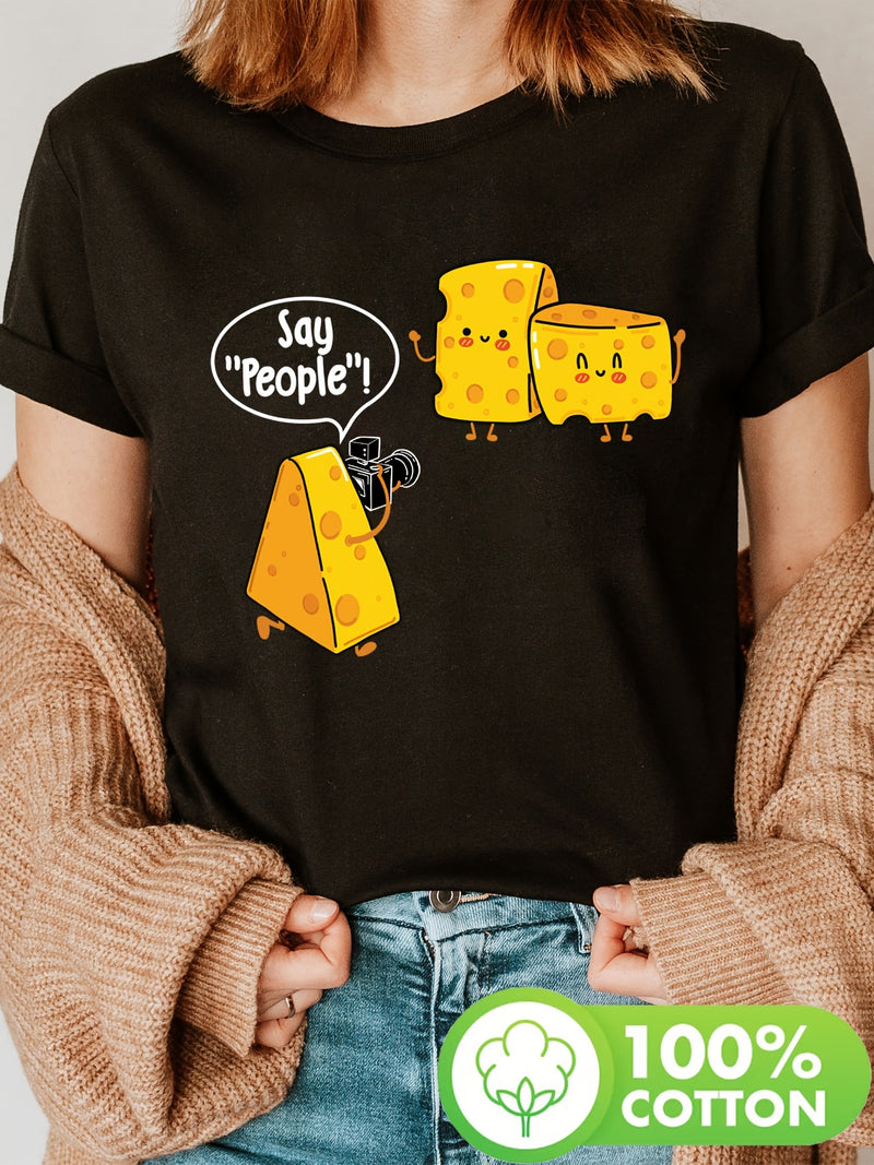 Women’s Cheese Lover Print T-Shirt.