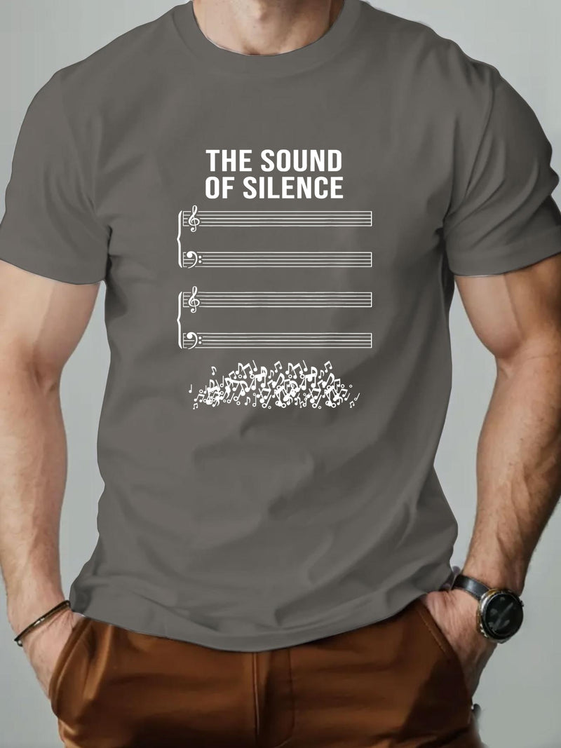 Men's Short Summer Casual T-Shirt with The Sound of Silence Design.