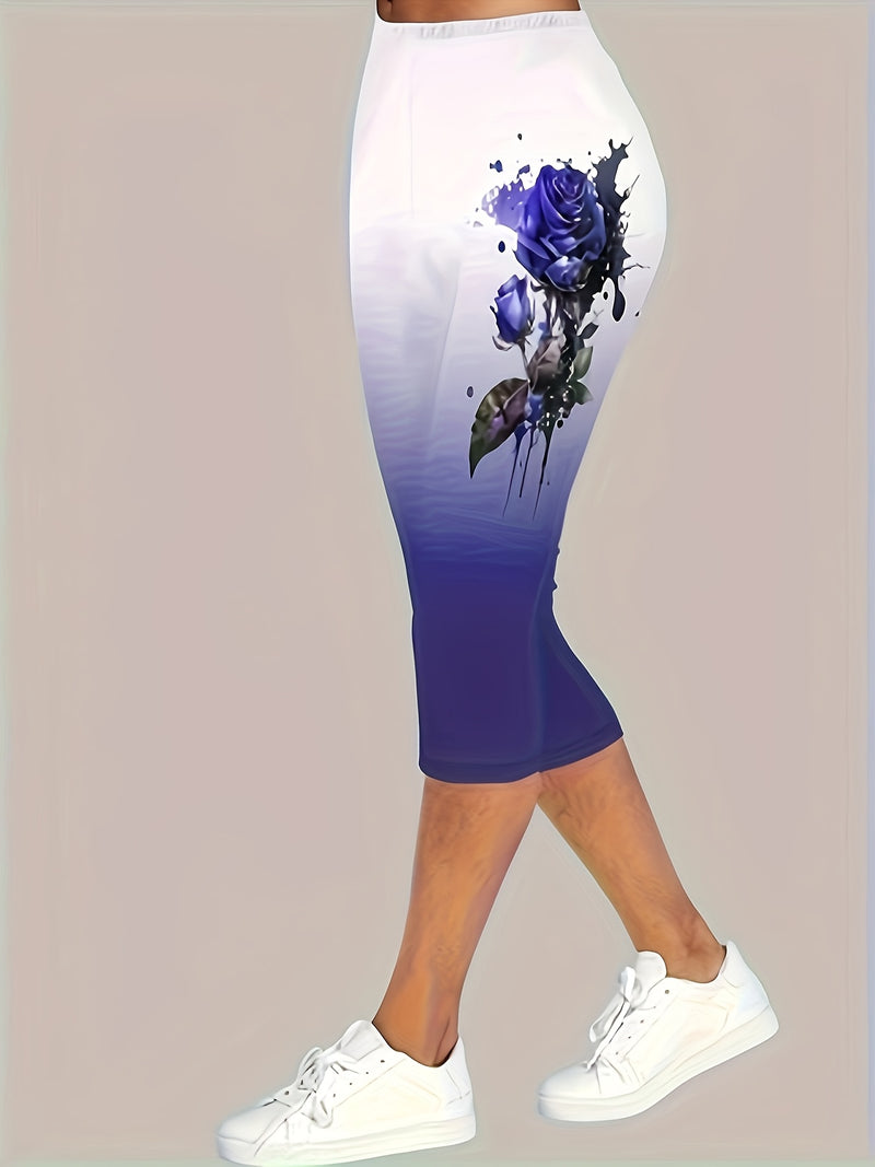 Women’s Off-Shoulder Top with Butterfly Print And Three-Quarter Pants.