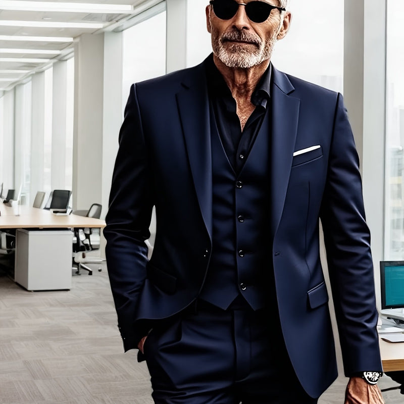 Men's 3pcs Suit- Slim Fit Tuxedo Set for Weddings& Formal Occasions.