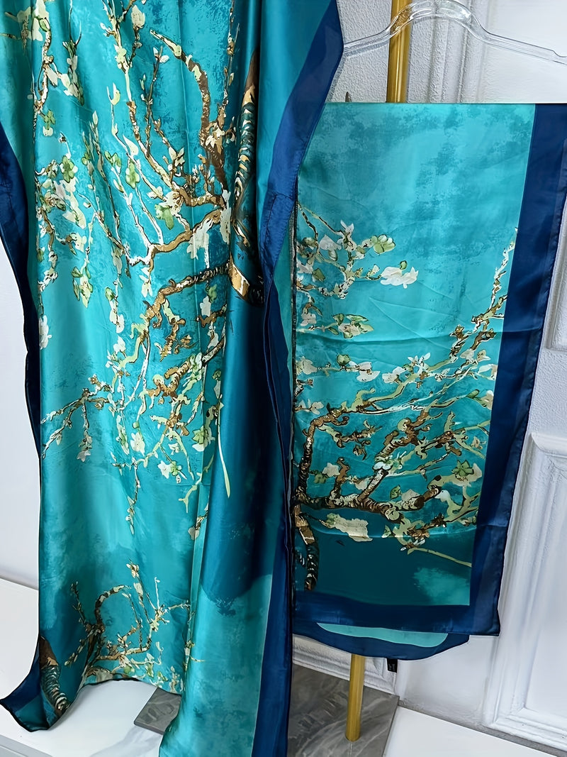 Women’s Tree Print Crew Neck Kaftan Dress.