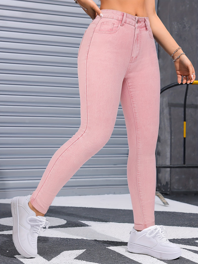 Fashionable Pink Skinny Pants for Women.