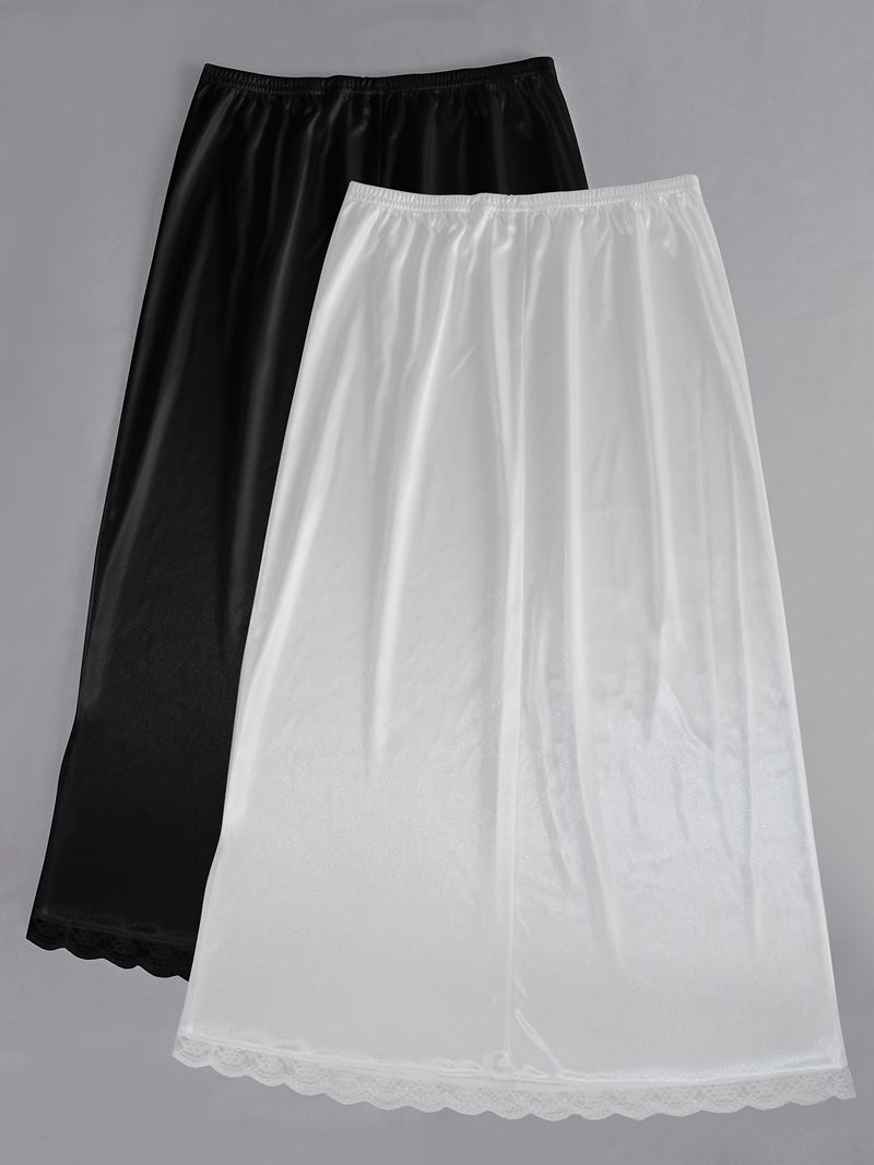 Women's Two-Piece Set Featuring an Exquisite Lace-Trimmed Skirt.