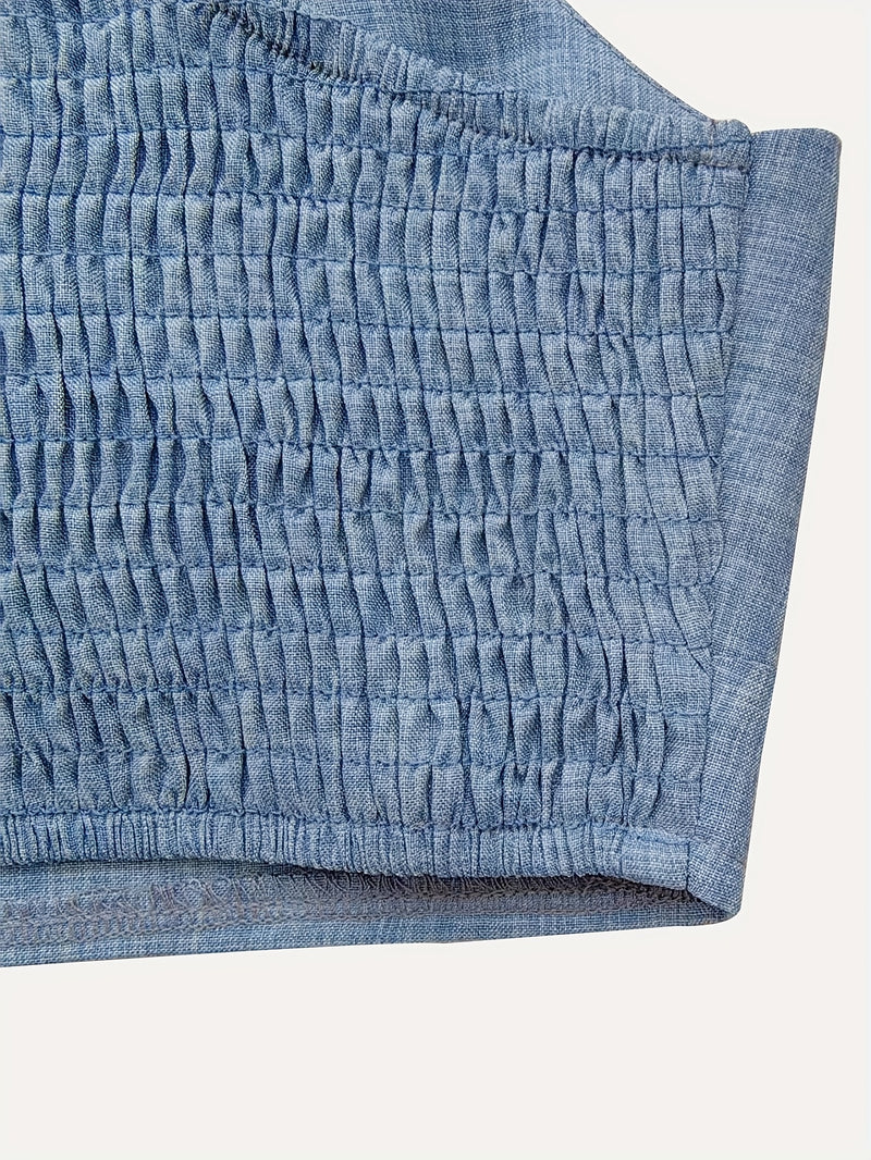 Women's Solid Color Camisole And Loose-Fitting Long Pants Two-Piece.