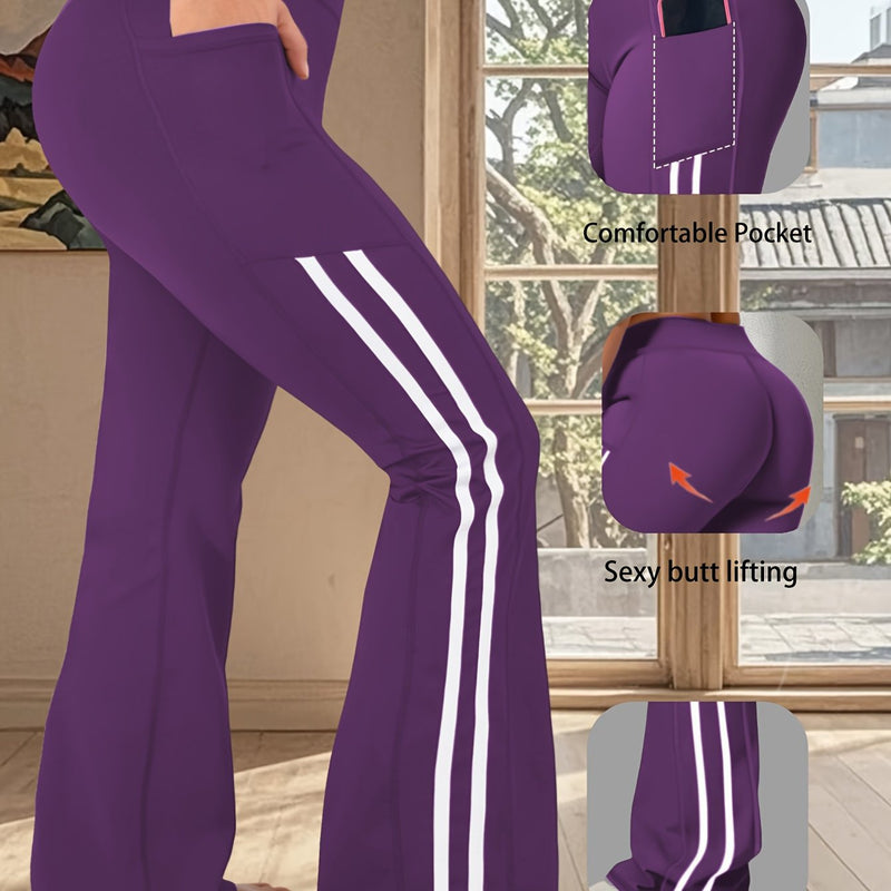 Plus-Size Women's Side Stripe Pocket Flared Pants.