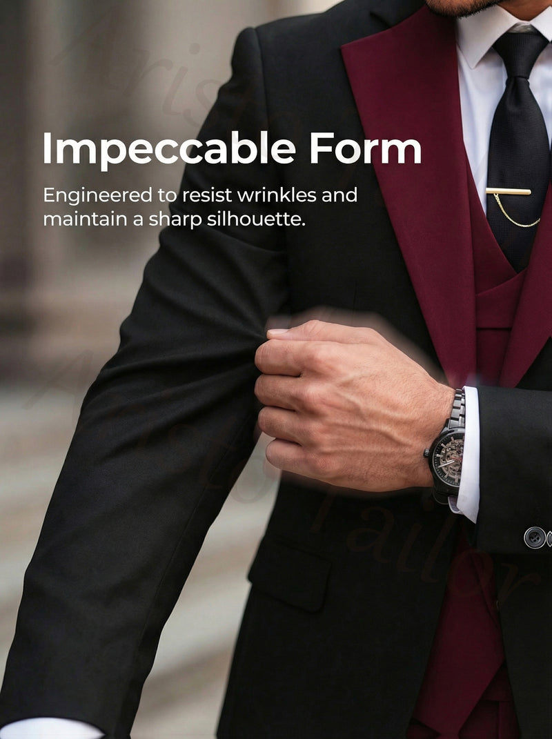 Men's 3pcs Suit Set, Blazer + Vest + Trousers.