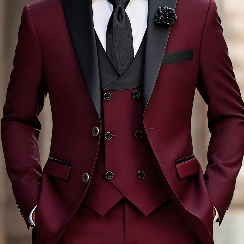 Men's 3pcs Suit Set, Including a Blazer, Vest, And Trousers.