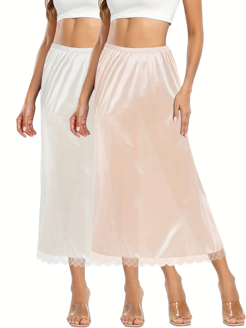 Women's Two-Piece Set Featuring an Exquisite Lace-Trimmed Skirt.