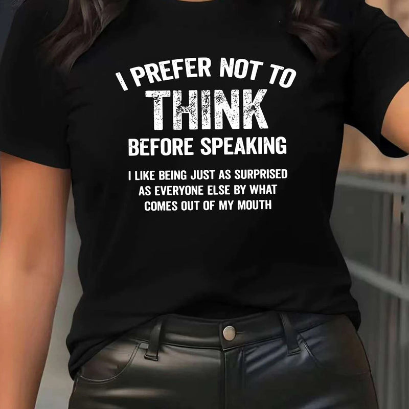 Women's Playful English Slogan Short Sleeve Round Neck T-Shirt.