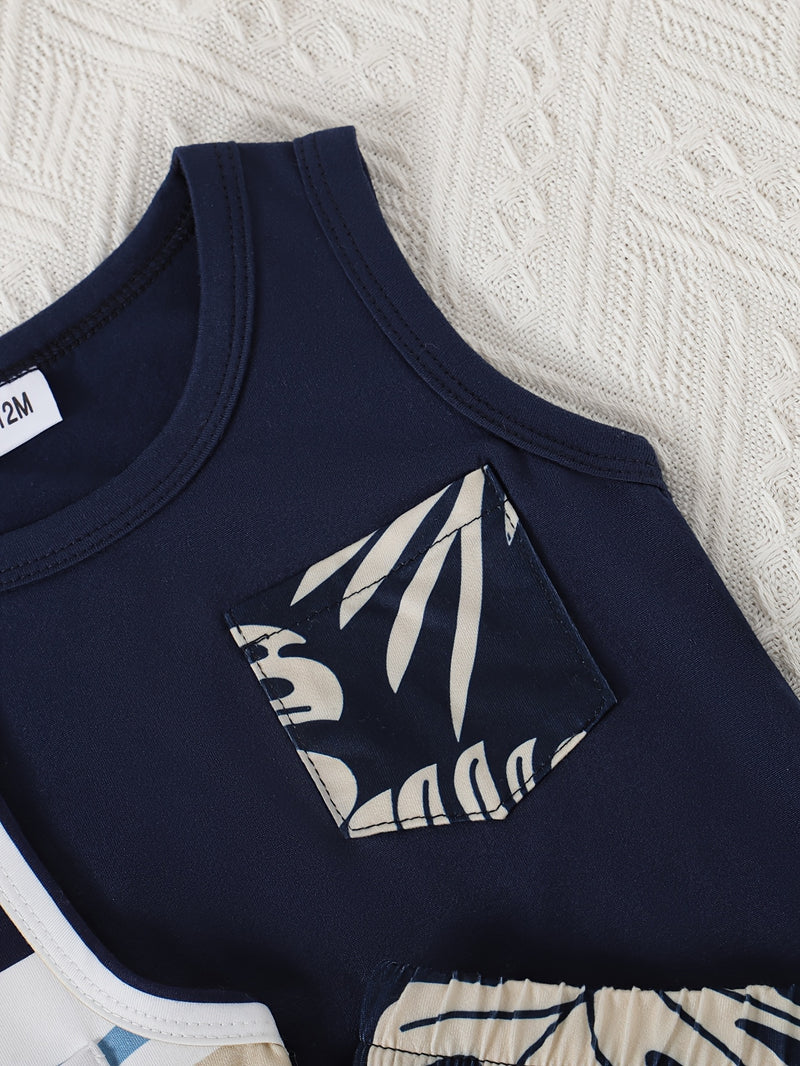 6pcs baby boy summer casual simple handsome vest shorts multi-piece set.