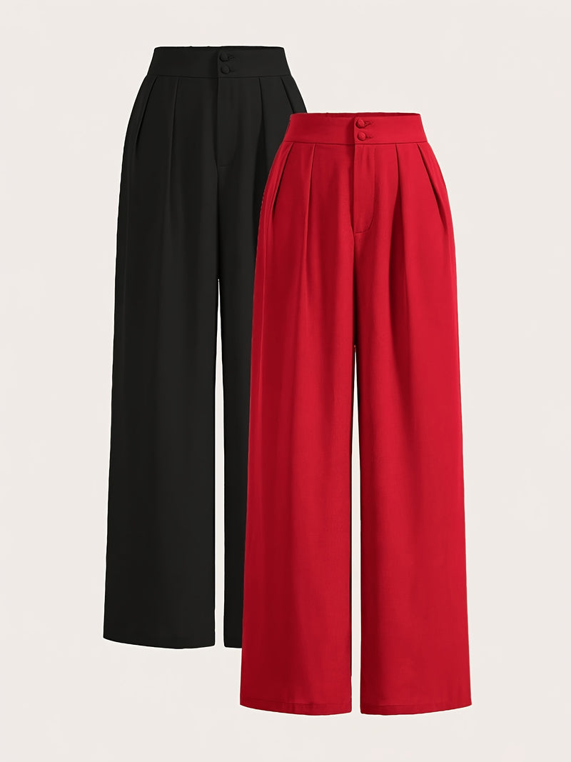 High-Waisted Wide-Leg Pants Two-Piece Set for Women.