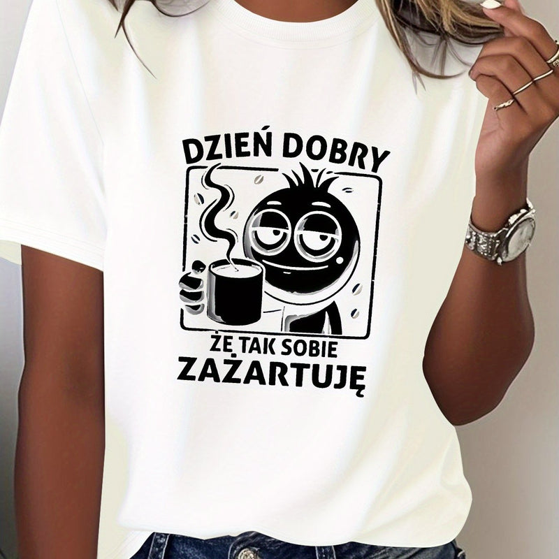 Women's T-Shirt Made of Pure in a Fun Polish Design.